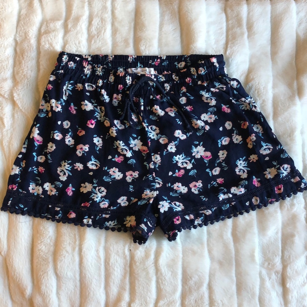 Navy Blue Floral Shorts